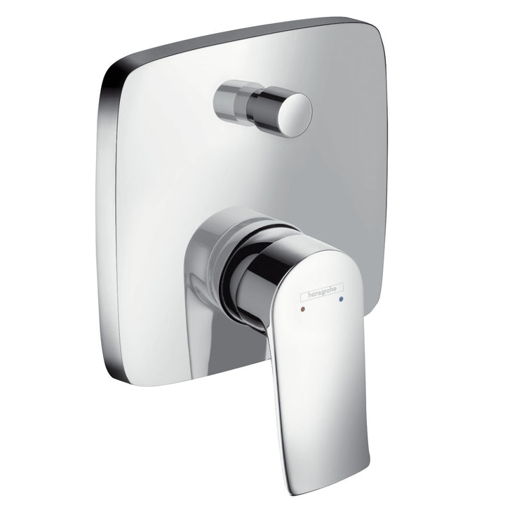 hansgrohe Metris Unterputz Wannenarmatur, für 2 Funktionen, Chrom eckig Wanne mit integrierter Siche