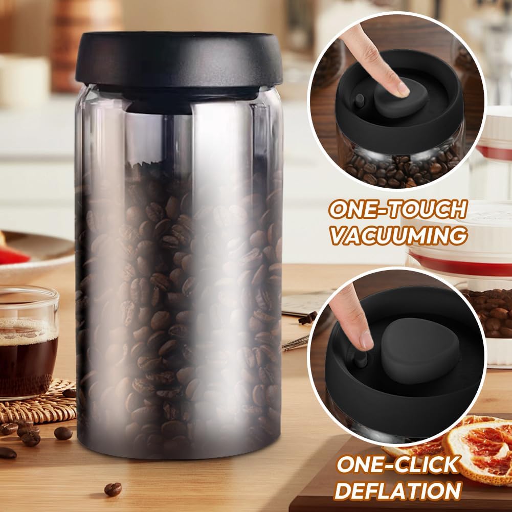 Kaffeedose mit Vakuumdeckel, 1200ml kaffeedosen Luftdicht, Kaffeebohnen Aufbewahrung, Vakuum-Kaffeed