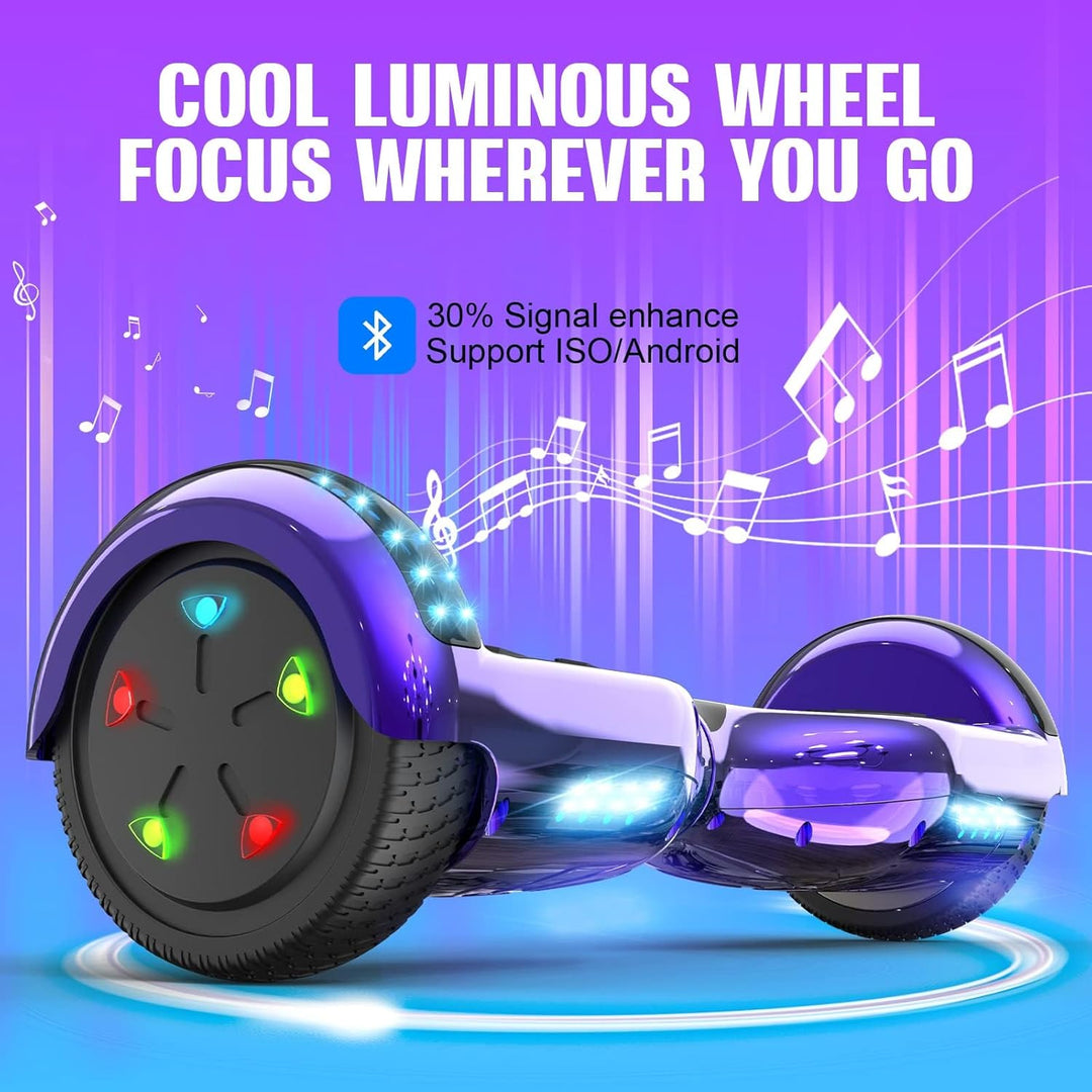 GeekMe Hoverboards 6.5”Zweimotoren 2-Rad-Hoverboards Hoverboards mit LED-Leuchten Bluetooth purple,