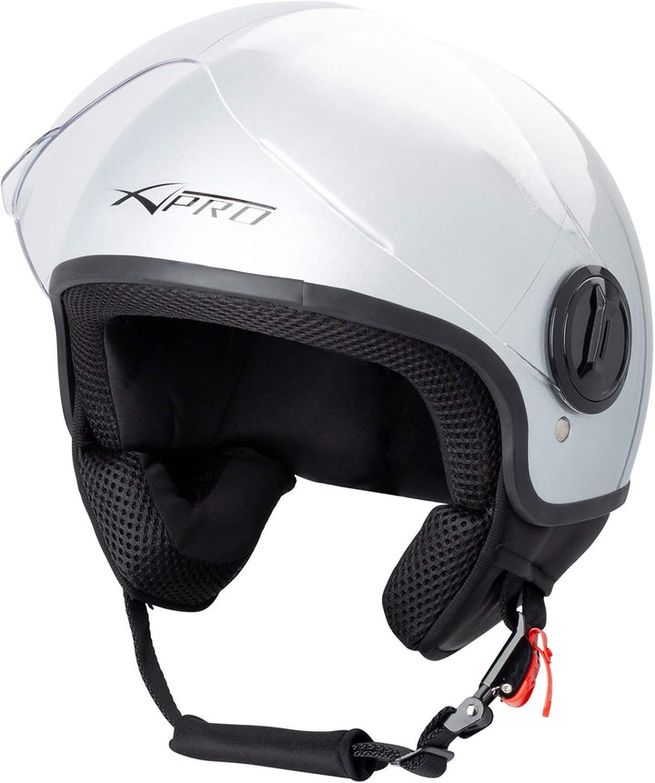 Motorradhelm Motorrad Roller Jet Helm Demi Avio Viser Homologiert SonicMoto 59 Silber, 59 Silber
