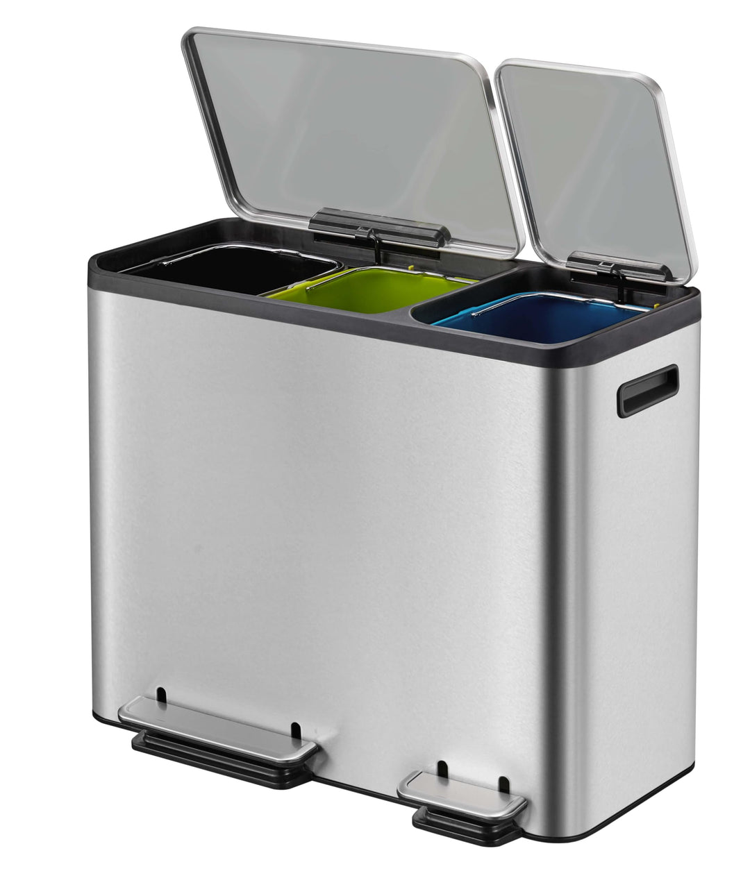 EKO Ecocasa Tretmülleimer Mülltrennsystem 3 x 15L (32.1 x 60.5 x 49.2 cm, Dämpfer-System, Fingerabdr