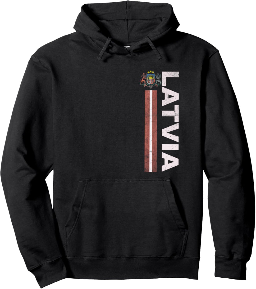 Lettland Flagge und Emblem im Sport-Stil Pullover Hoodie