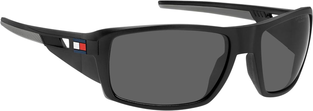 Tommy Hilfiger Unisex Sunglasses 62/18/120 Matte Black/Grey Polarized, 62/18/120 Matte Black/Grey Po