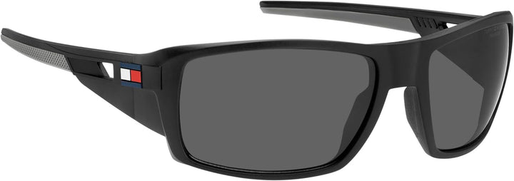 Tommy Hilfiger Unisex Sunglasses 62/18/120 Matte Black/Grey Polarized, 62/18/120 Matte Black/Grey Po