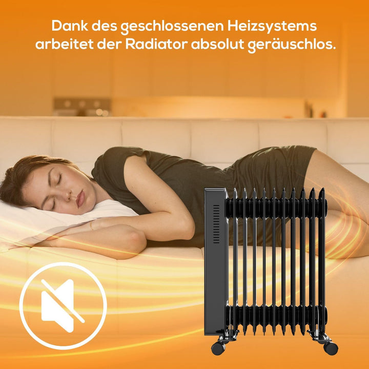 Tronitechnik® Ölradiator TT-OR 311 Elektroheizung Schwarz Öl-Heizung Radiator 3 Heizstufen 11 Rippen