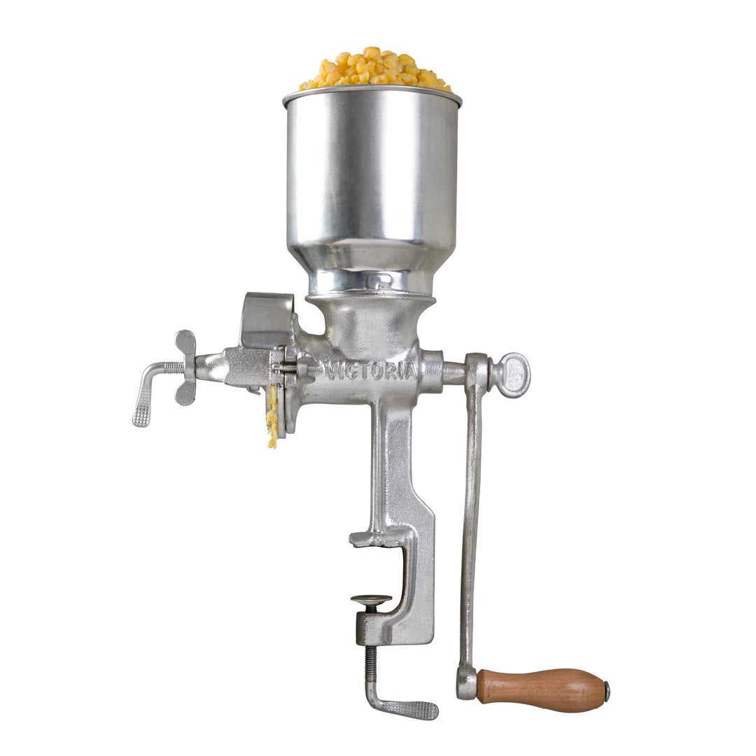 PORKERT VICTORIA Manuelle Getreidemühle mit hohem Trichter Maismühle, Malzmühle, Gusseisen, Grau Hig