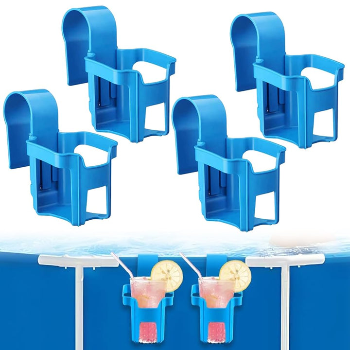 Pool Getränkehalter, 4 Kunststoff Getränkehalter Poolrand, Wasserbecher Hängehalter für Schwimmbecke