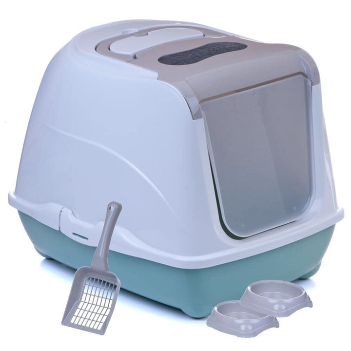Sondermodell Flipcat 50 graubeige/Agave + extra Schaufel + 2 Näpfe Schale agave, Schale agave