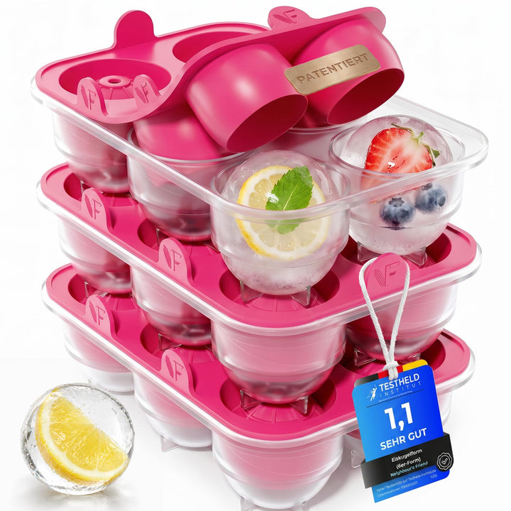 Neighbour’s Friend® Pink Eiskugelform XL 3er Set – Stylische patentierte Eiswürfelform für Cocktails