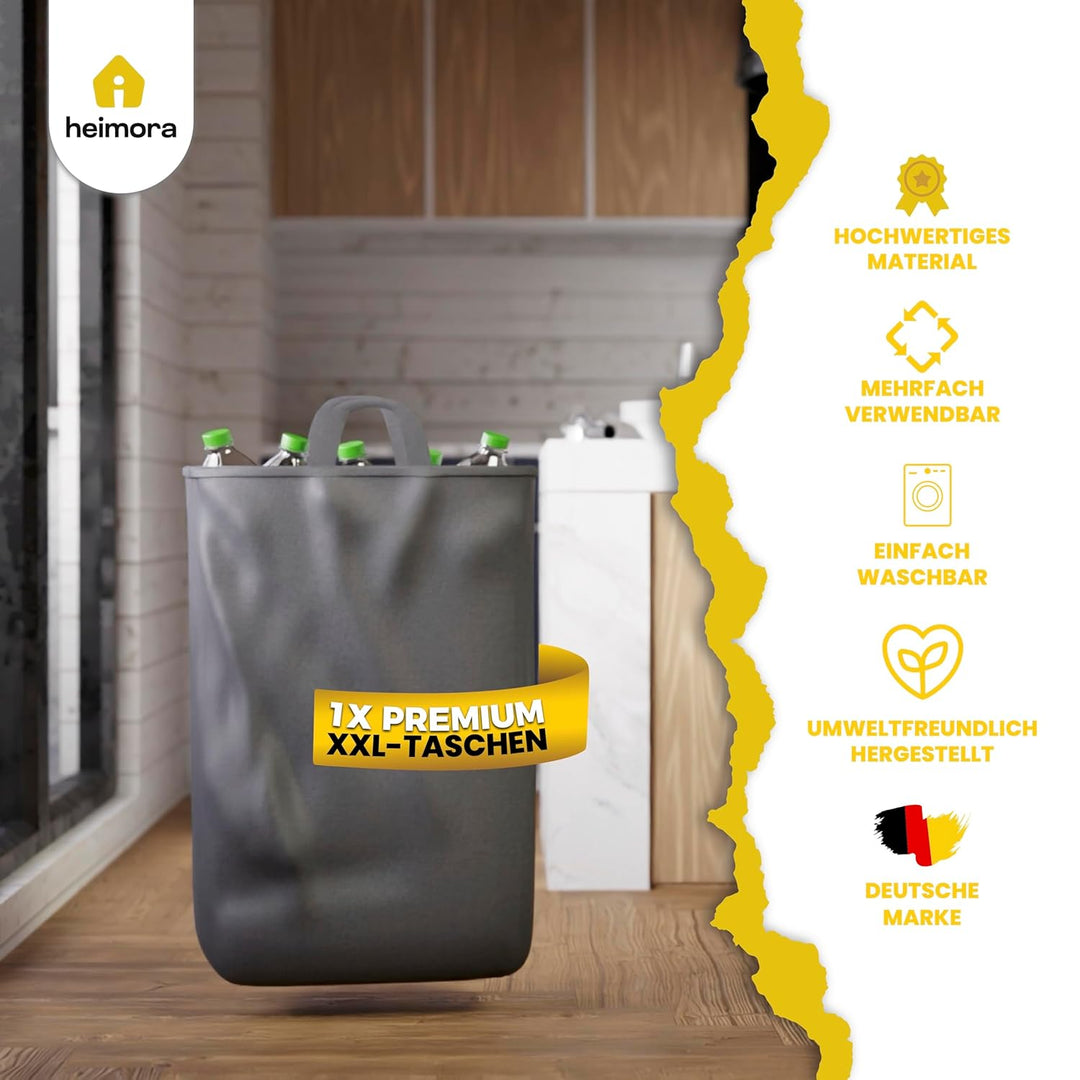 heimora Gelber Sack Ständer 110L mit Deckel & Waschbarem XXL-Innenbeutel – Premium Müllsackhalter fü