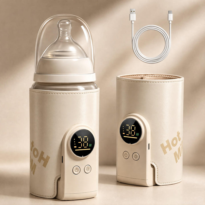 Flaschenwärmer Baby Unterwegs,Tragbarer Flaschenwärmer Baby mit LCD-Display USB-Ladung Babyflaschenw