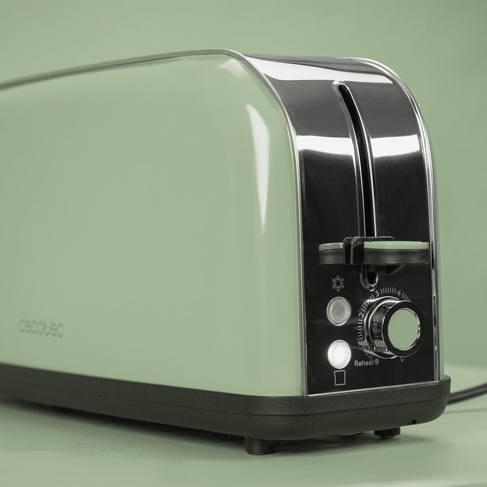 Cecotec Vertikaler Toaster Toastin' time 850 Green Long, 850W, Doppelter langer und breiter Schlitz