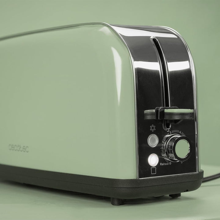 Cecotec Vertikaler Toaster Toastin' time 850 Green Long, 850W, Doppelter langer und breiter Schlitz