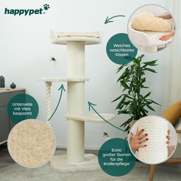 HAPPYPET Premium Kratzbaum Grosse Katzen Stabil 'Freddy' – 150 cm Grosser Katzenbaum, Kletterbaum fü