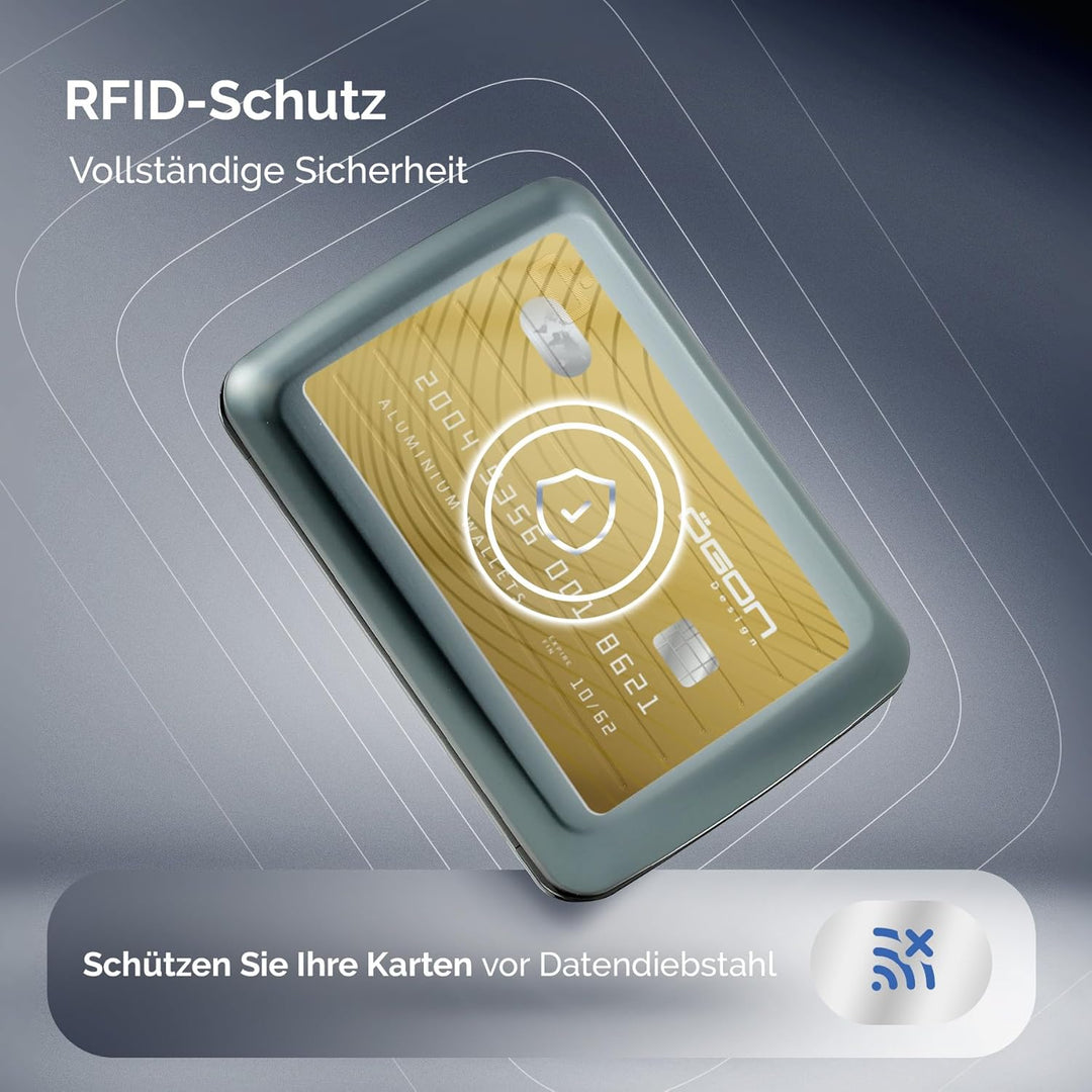OGON Aluminium Geldbörse Smart Case V2 - Einfache Lagerung - Metallverschluss - Kartenetui mit RFID-