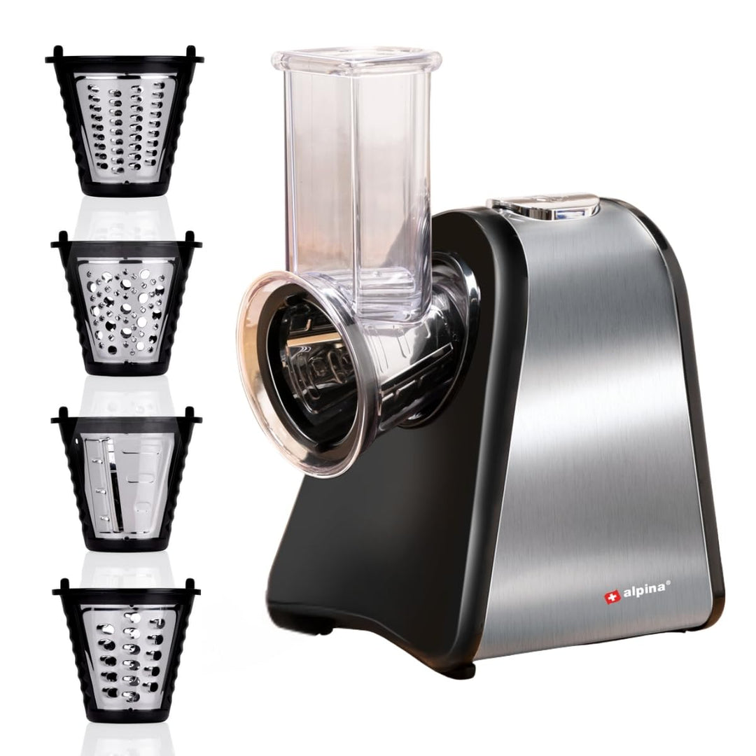alpina 4-in-1 Gemüseschneider Elektrisch - Multifunktional Zerkleinerer - Küchenreibe - Gemüsereibe