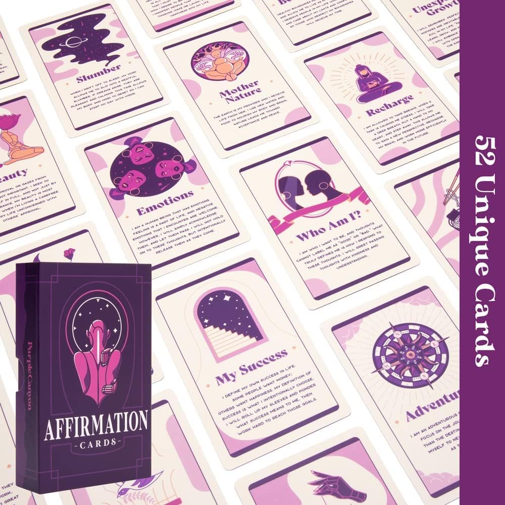 PURPLE CANYON Daily Affirmation Cards for Stress Relief, Meditation, and Motivation | Perfect Mindfu