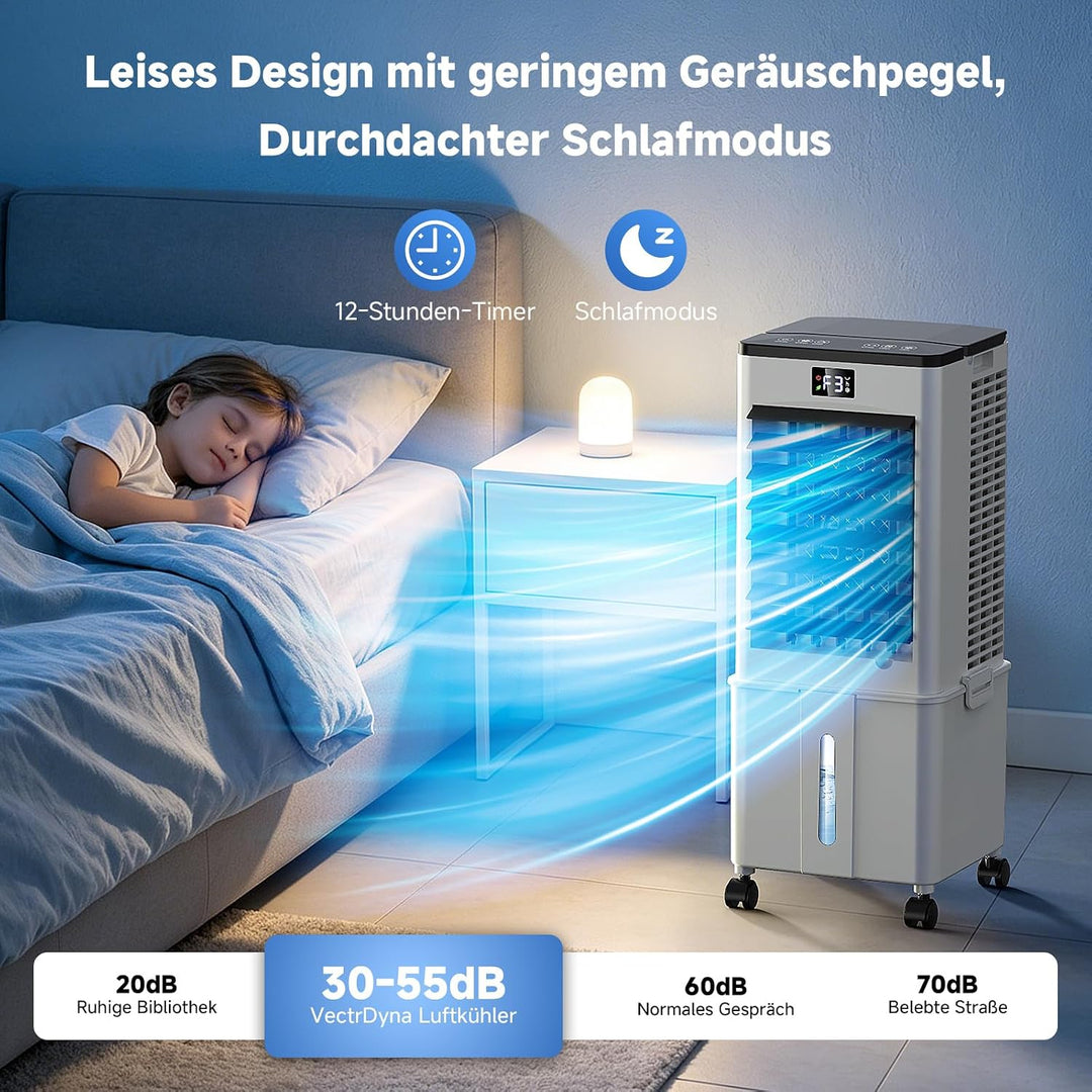Klimaanlage Mobil 10L, 60W Klimagerät ohne Abluftschlauch 4-in-1, Klimaanlage mit 12H Timer, 4 Modus