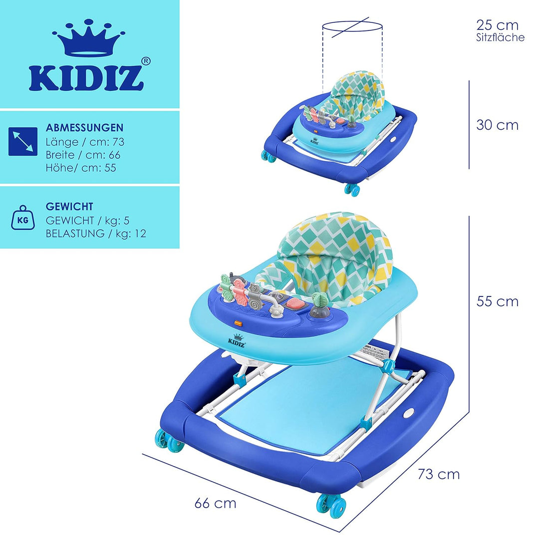 KIDIZ® 4in1 Lauflernhilfe Babywalker Spiel- und Lauflernwagen Gehfrei Schaukelfunktion Babywippe mit