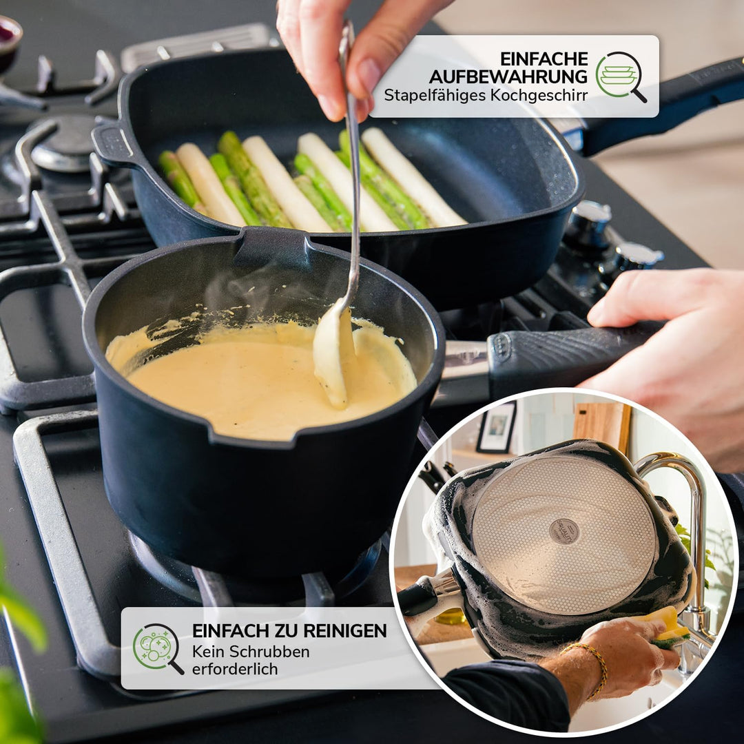 Premium Sauteuse Pfanne 32 cm Doppelgriff – PFAS-freie Antihaft Pfanne aus Dänemark | Ofenfest bis 2