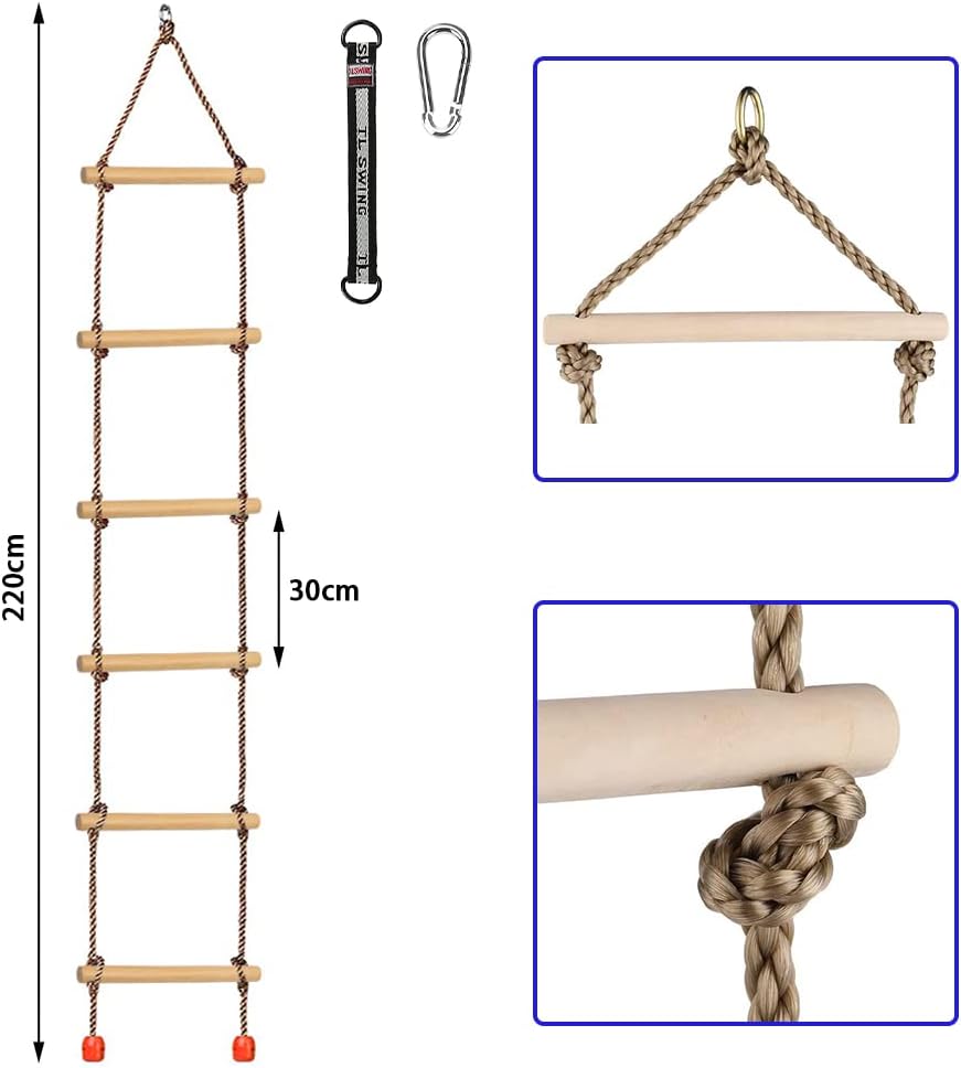 Multifunktions Trapeze Schaukel,Trapez mit Kunststoffringen,Multifunktions Kinderholz Trapez,Trapez