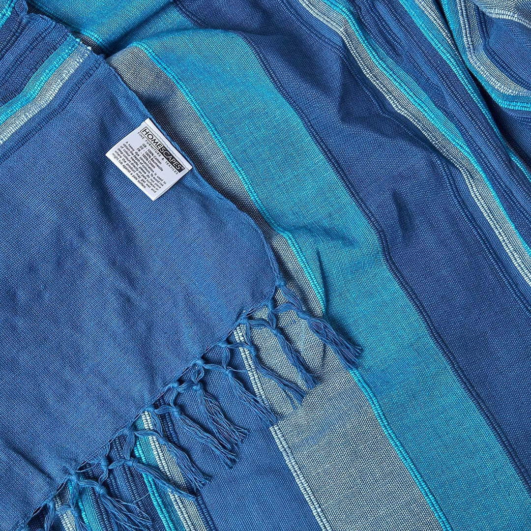 Homescapes extra grosse Tagesdecke Morocco, blau, Sofa-Überwurf aus 100% Baumwolle, weiche Wohndecke
