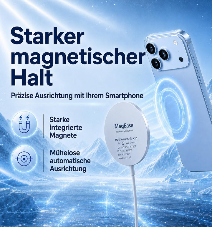 EXW für Mag-Safe Ladegerät, kabelloses Ladegerät, 15W Induktive Ladestation für iPhone 17/16/15/14/1