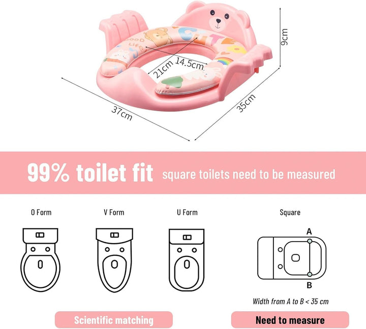 Toilettensitze Kinder, WC-Sitzverkleinerer Bär, Griff Lehne | Weicher bequemer Sitz; sicherer Griff