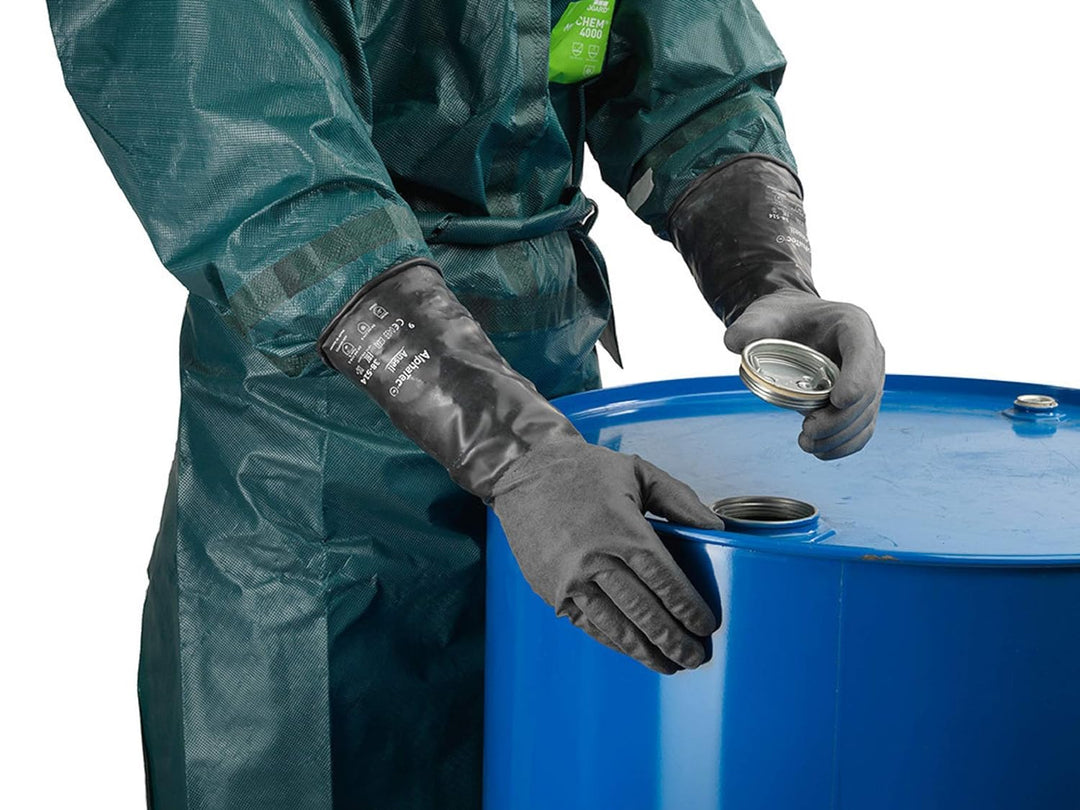 Ansell ChemTek 38-514 Butyl/Viton Handschuhe, Chemikalien- und Flüssigkeitsschutz, Schwarz, Grösse 1