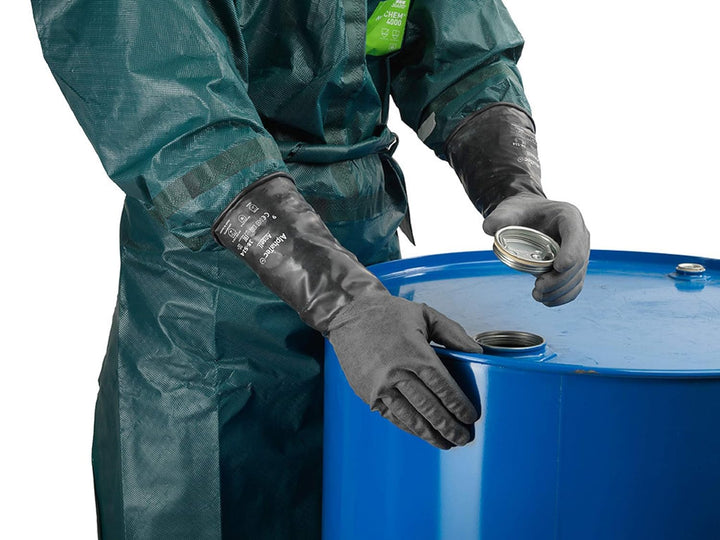 Ansell ChemTek 38-514 Butyl/Viton Handschuhe, Chemikalien- und Flüssigkeitsschutz, Schwarz, Grösse 1