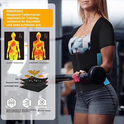 Bingrong Damen Sauna Effekt Anzug Fitness Taille Waist Trainer Neopren Shirt Top für Sport Workout K