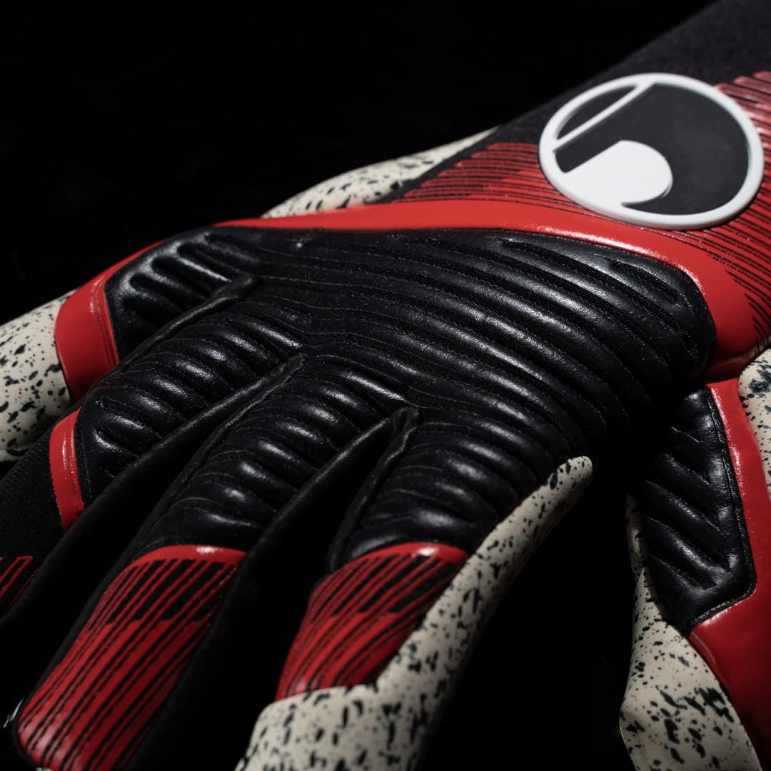 uhlsport Unisex Jugend Powerline Supergrip+ Hn Fussball Torwarthandschuhe 7.5 schwarz/rot/weiss, 7.5