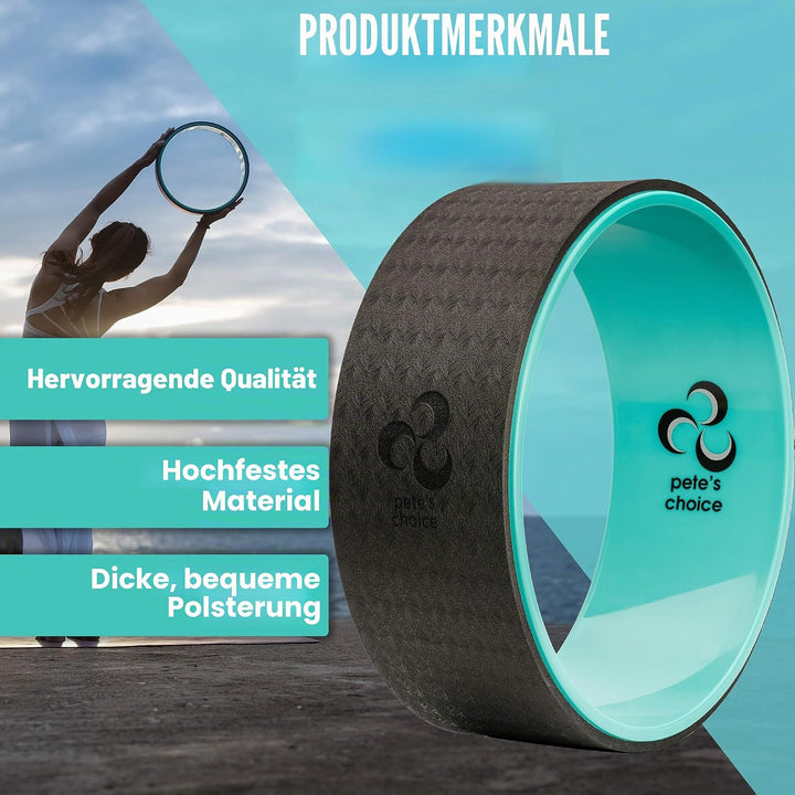 Pete's Choice Yoga Rad Mit eBook & Yogagurt - Bequemes & Langlebiges Zubehör I Wheel für Mehr Flexib