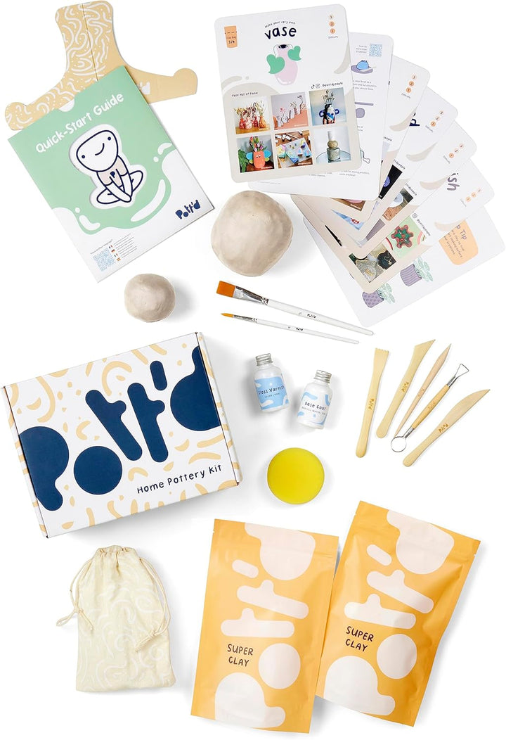 Pott'd Ton Töpferset für Anfänger für zuhause - Lufttrocknend. DIY Set für Erwachsene. Enthält: Luft