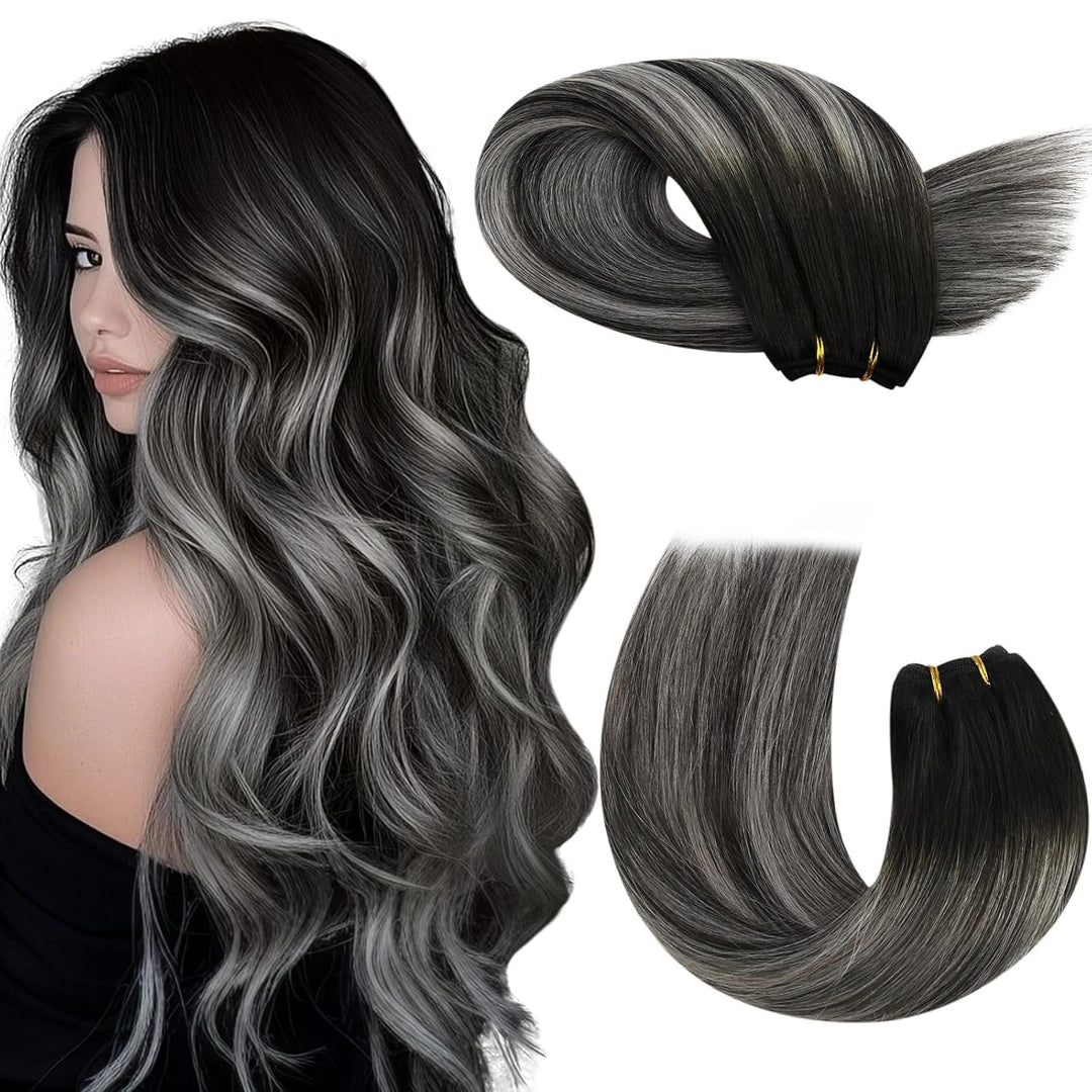 Moresoo Echthaar Tressen zum Einnähen Ombre Menschliches Haar Remy Echthaar Extensions Tressen Balay