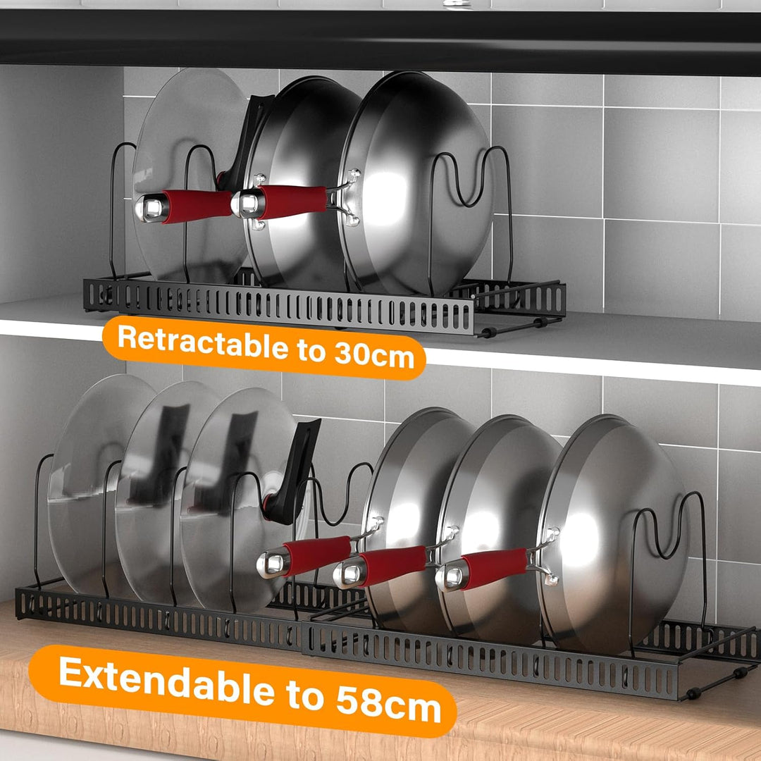 Zanfqvo Topfdeckelhalter, Topfdeckel Aufbewahrung mit 10 Verstellbaren Fächern, Deckelhalter Schubla