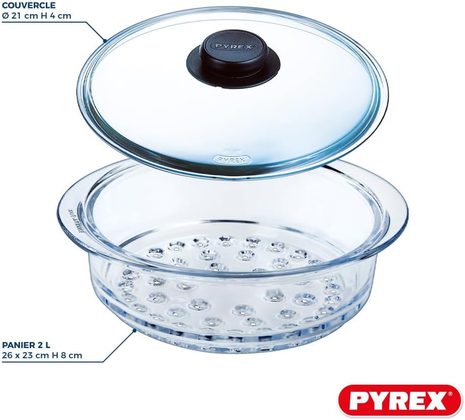 Pyrex® - Dampfkorb + Deckel – Kochen mit Dampf für eine gesunde und schmackhafte Küche