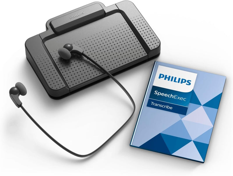 Philips LFH7177/06 Wiedergabe-Set, ergonomischer USB-Fussschalter ACC2330, Stereo-Unterkinn-Kopfhöre