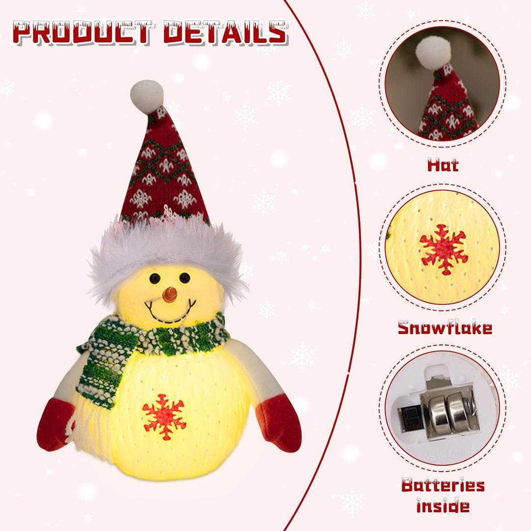 Weihnachtsdeko Schneemann Figuren mit LED Licht, 2 Stück Weihnachten Schneemann Figuren Weihnachten