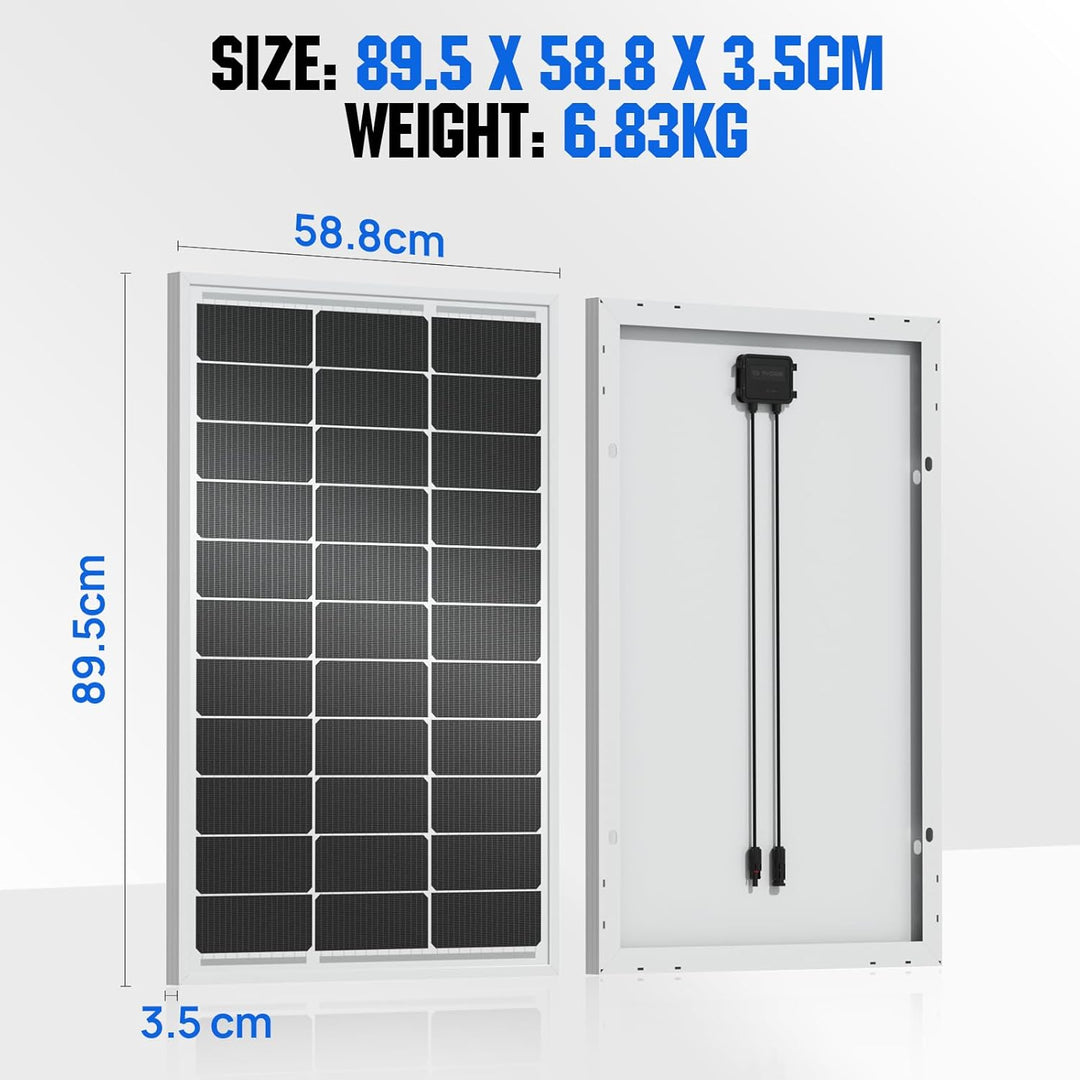 ECO-WORTHY 100 Watt Monokristallines Solarpanel 12 Volt für Wohnmobil Caravan Camper Balkon Schuppen