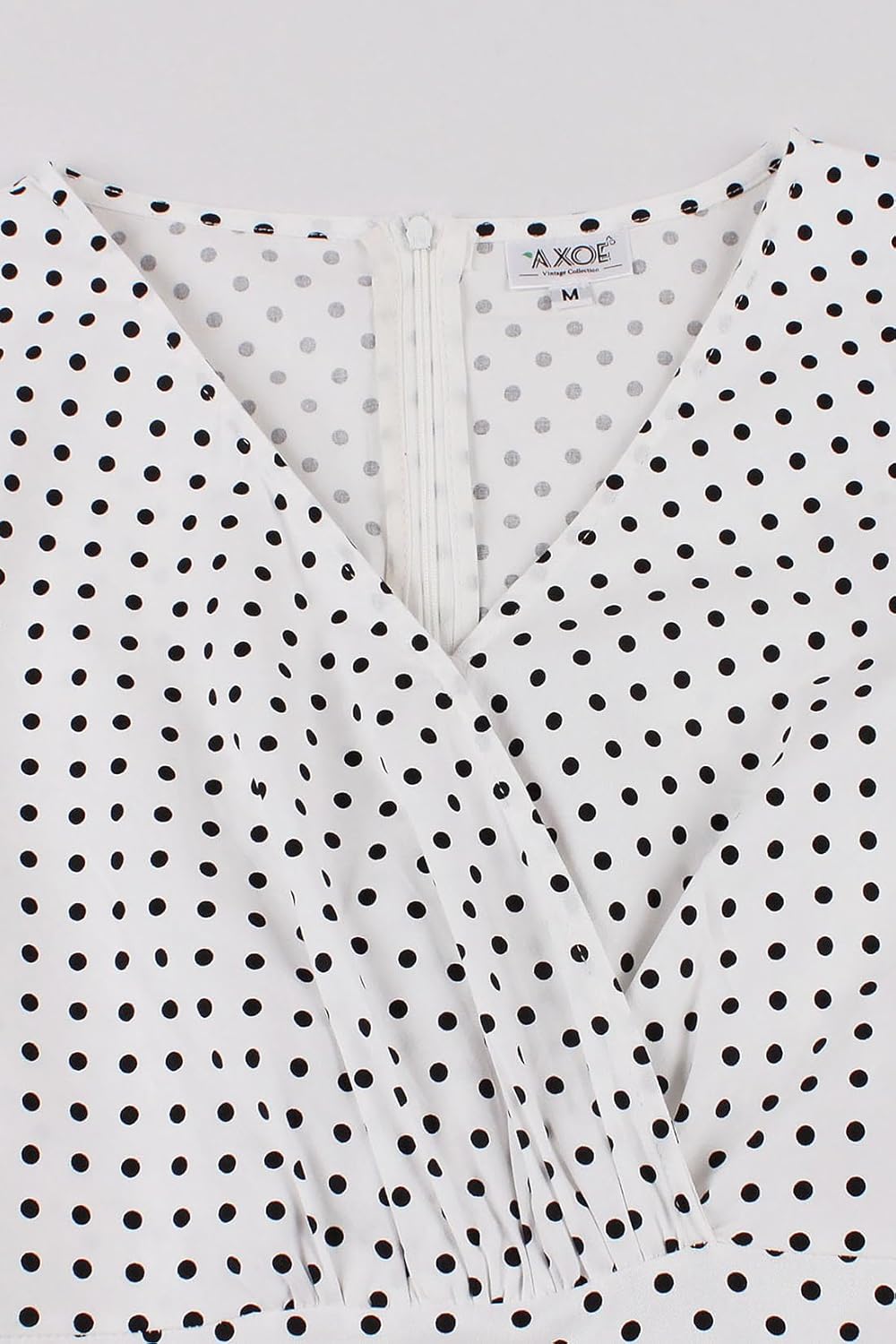 AXOE Damen 60er Jahre Kleid 3/4 Ärmel Cocktailkleid Abendkleid Weiss Polka Dot S, Weiss Polka Dot S