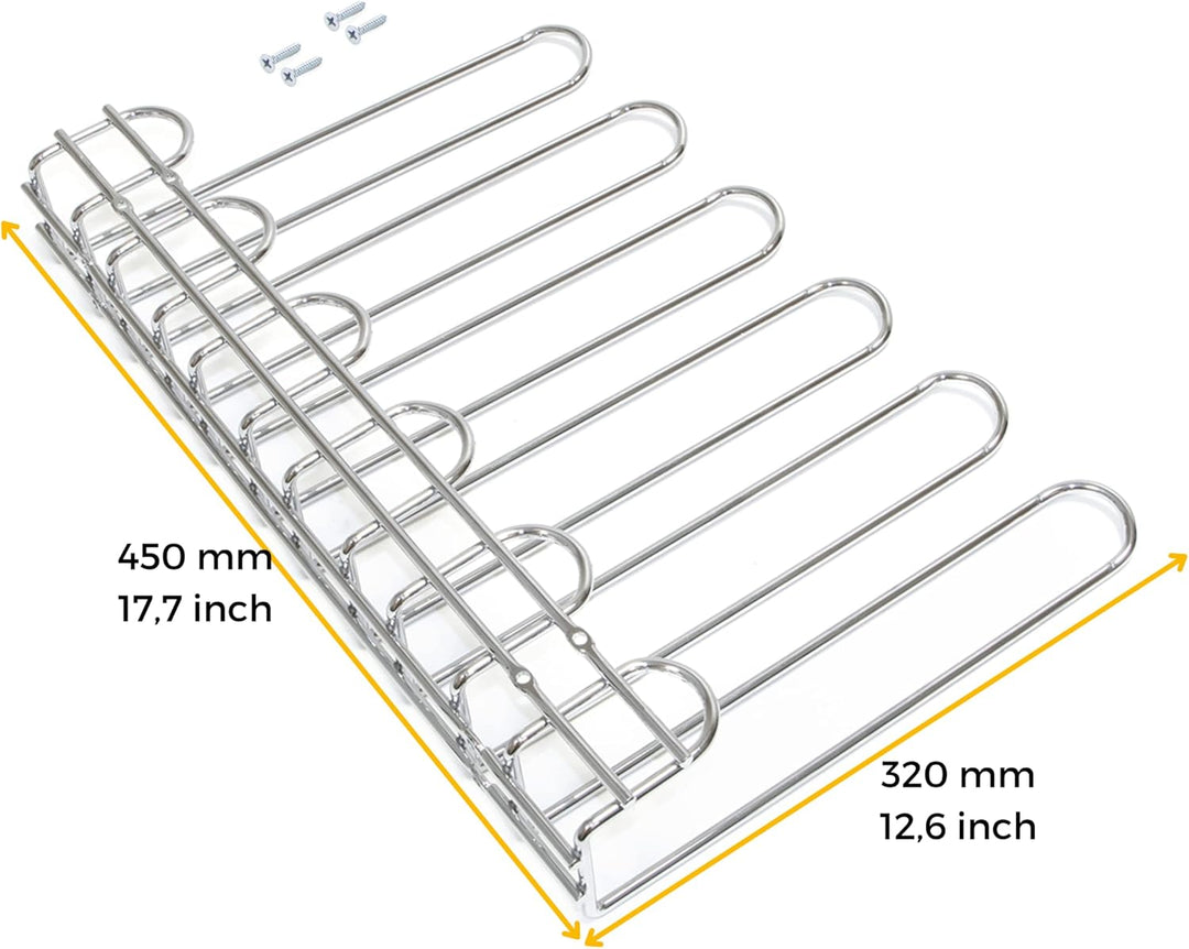 Emuca - Gläserhalter mit 5 Zeilen für Möbel, Gläserschiene für Regale oder Bars, 320 mm, Stahl, verc