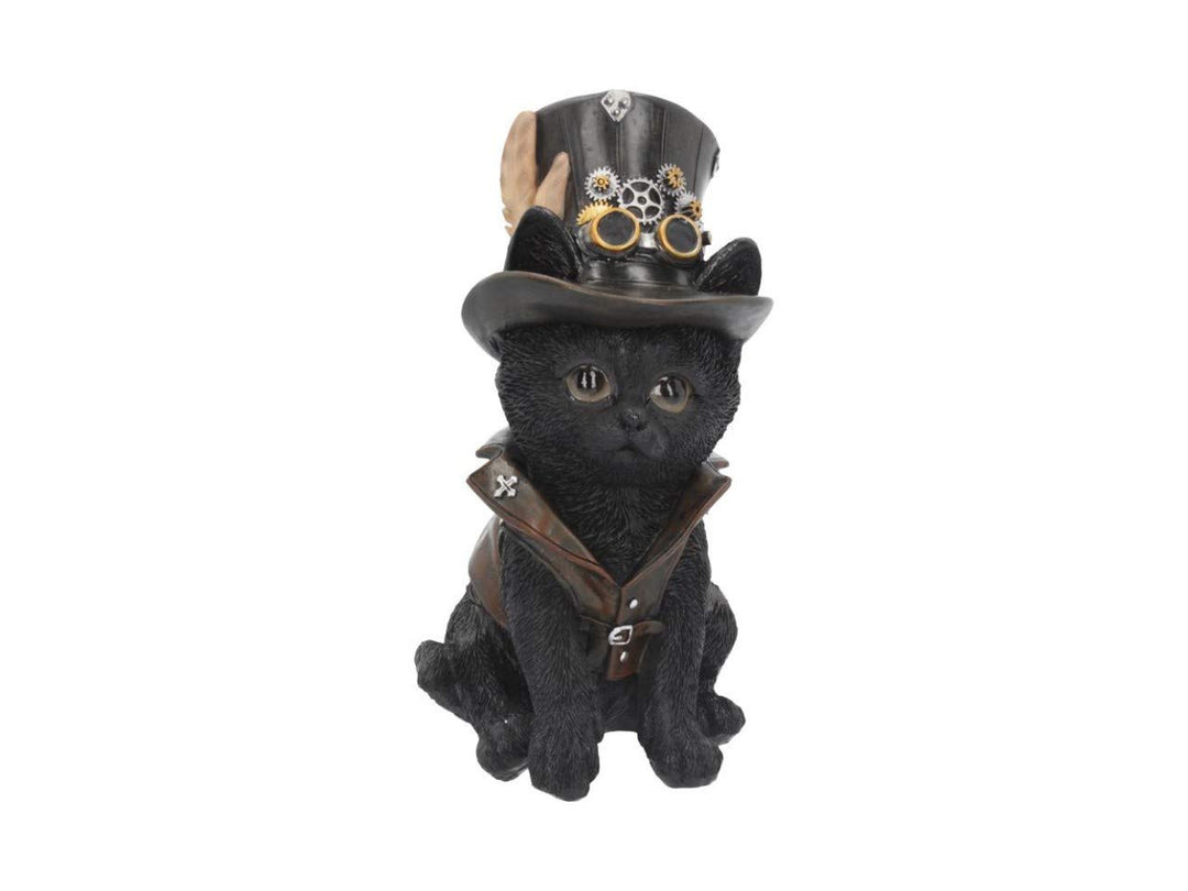 Nemesis Now Cogsmiths Katze 18,5 cm Figur, Kunstharz, Schwarz