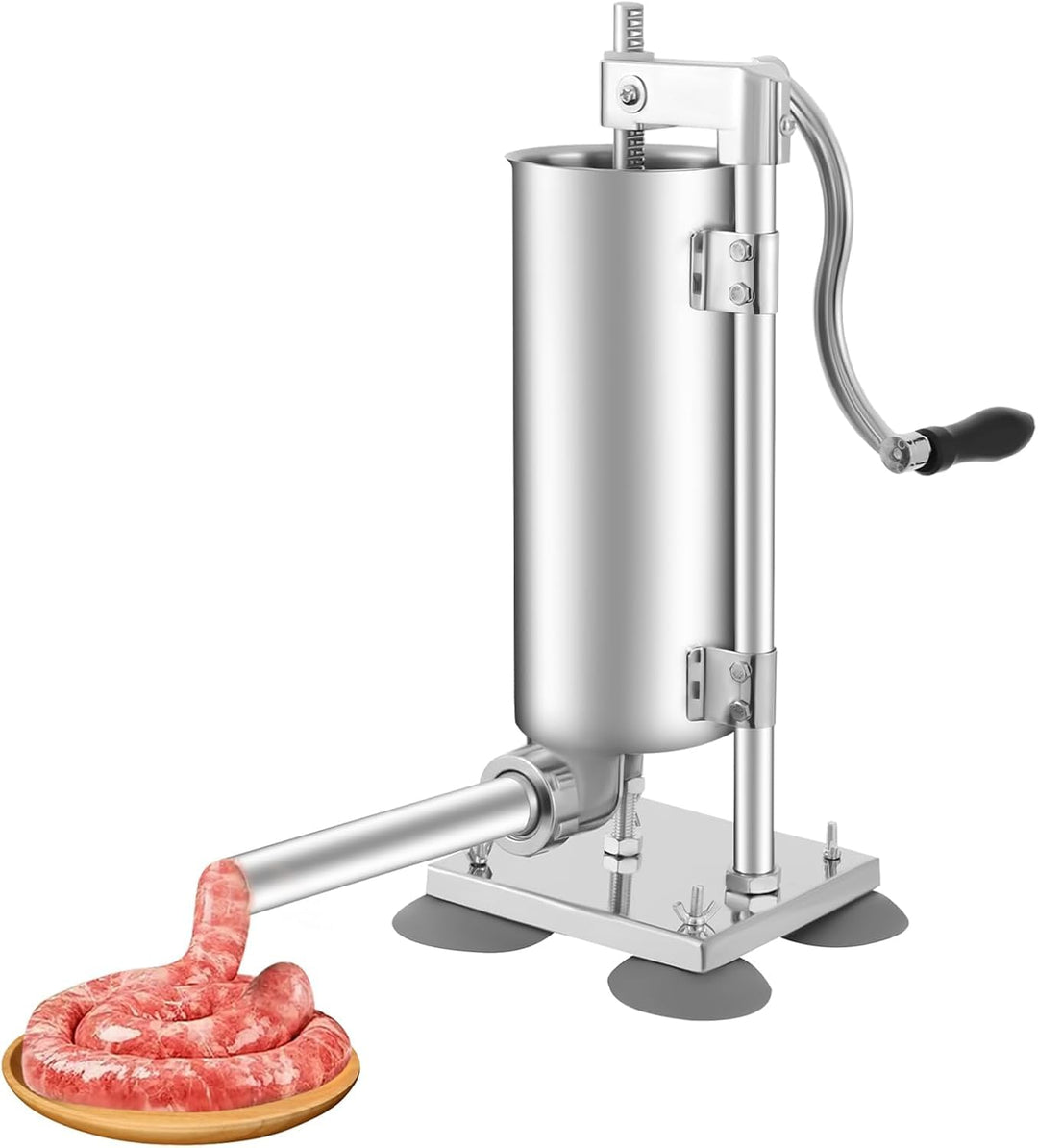 Wurstfüllmaschine, 3L Edelstahl Wurstfüller Maschine, Vertikale Manuell Wurstmaschine mit 4 Saugnäpf