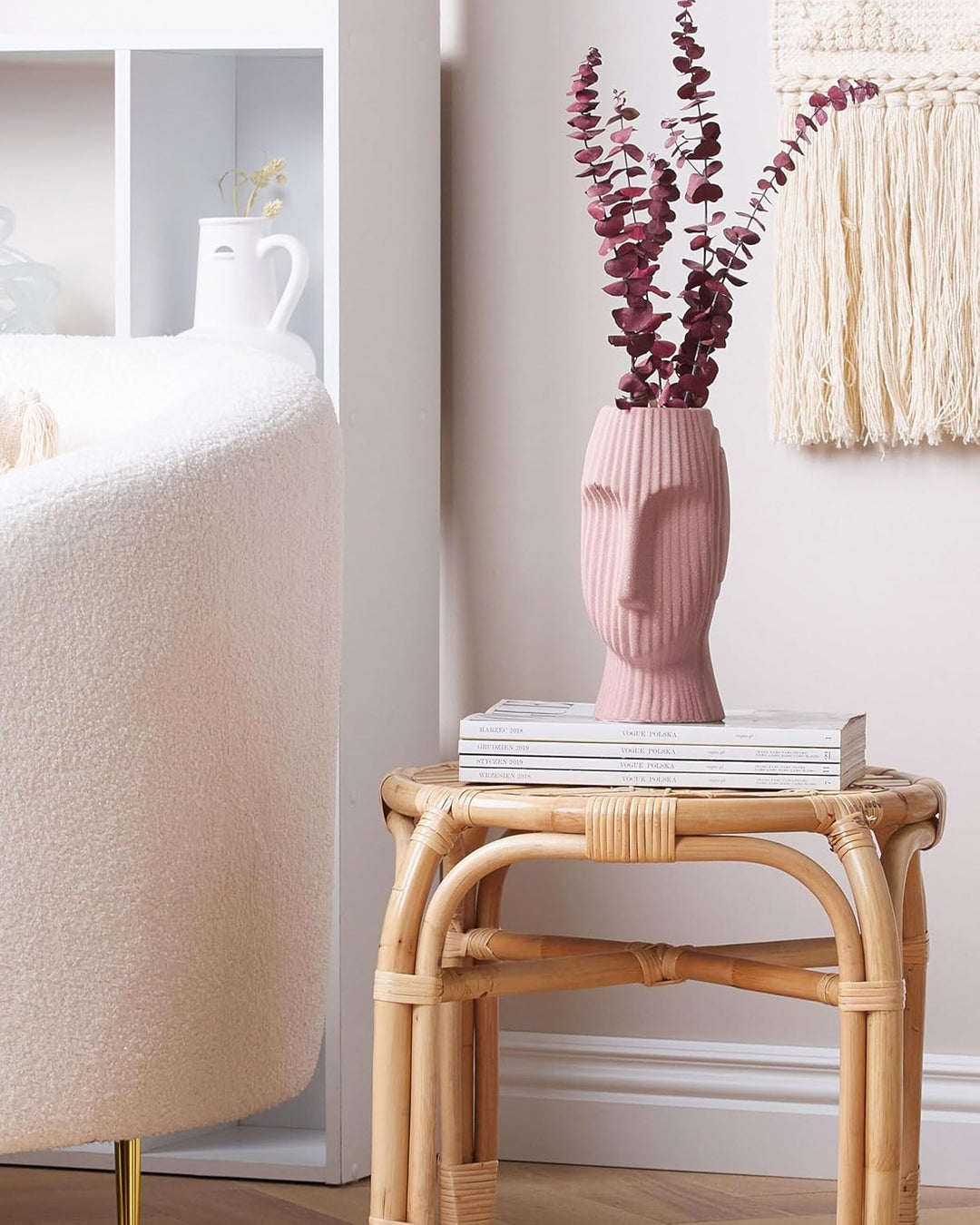 Moderne Vase Steinzeug pfirsichrosa Minimalistische gesichtsförmig Pallini