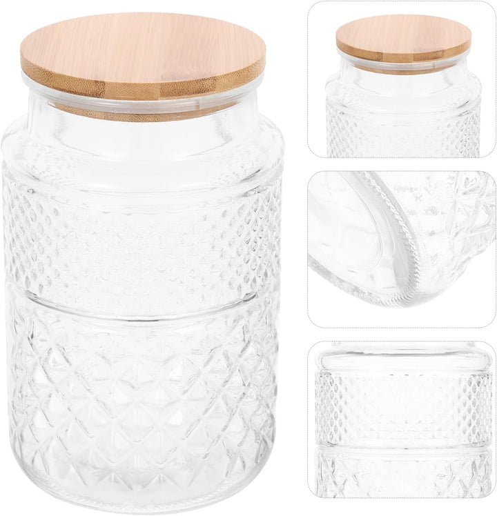 Cabilock Food Container Vorratsgl? Mit Holzdeckel Vorratsdosen Glasdose Dose Bonbonglas Honiggl? Kaf