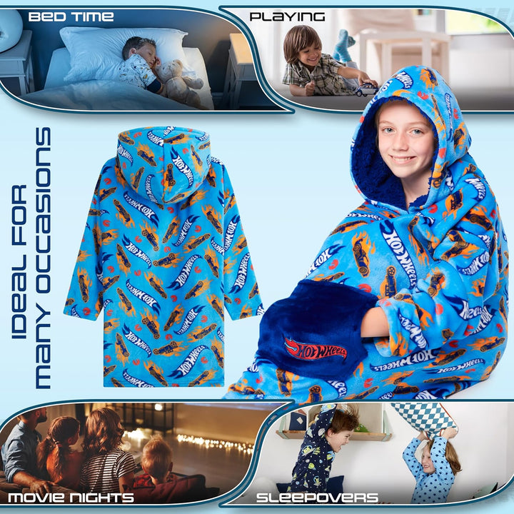 Hot Wheels Übergrosse Kapuzenpullover Kinder Jungen und Mädchen Oversized Hoodie Blanket