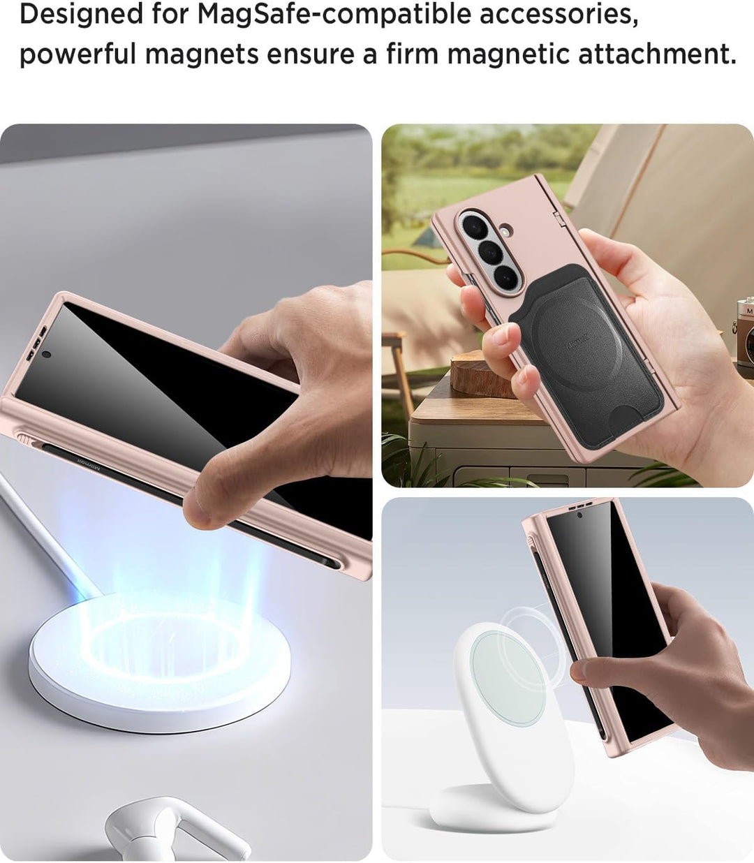 Miimall Magnetisch Hülle Kompatibel mit Samsung Galaxy Z Fold 7 Hülle mit S-Pen & Stifthalter, [Anti