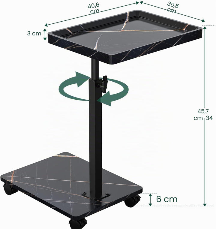 Beistelltisch mit Rollen, Beistelltisch Höhenverstellbar haben 360° Rotierend, C-Form Sofa tisch für
