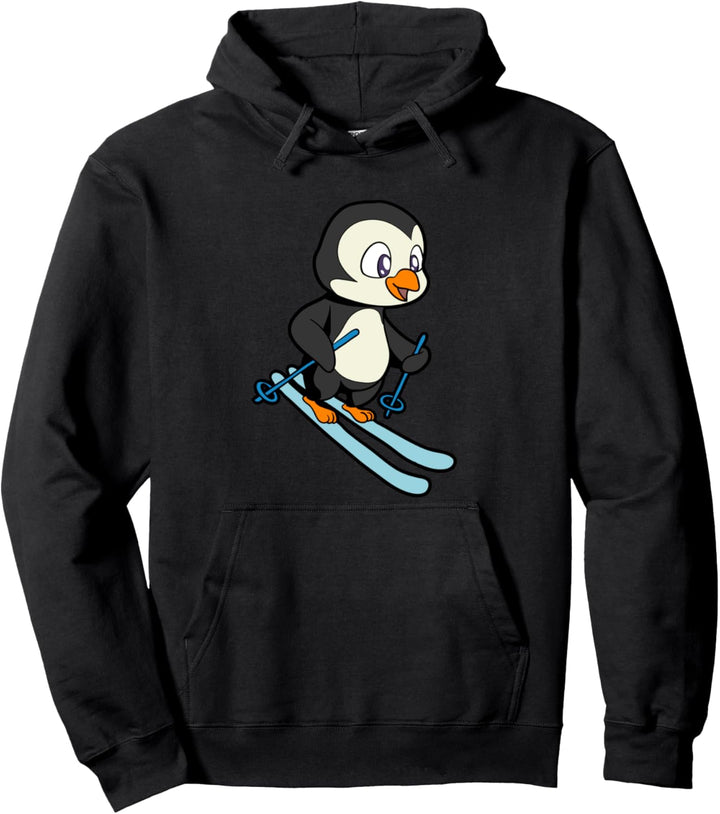 Pinguin fährt Ski Pullover Hoodie